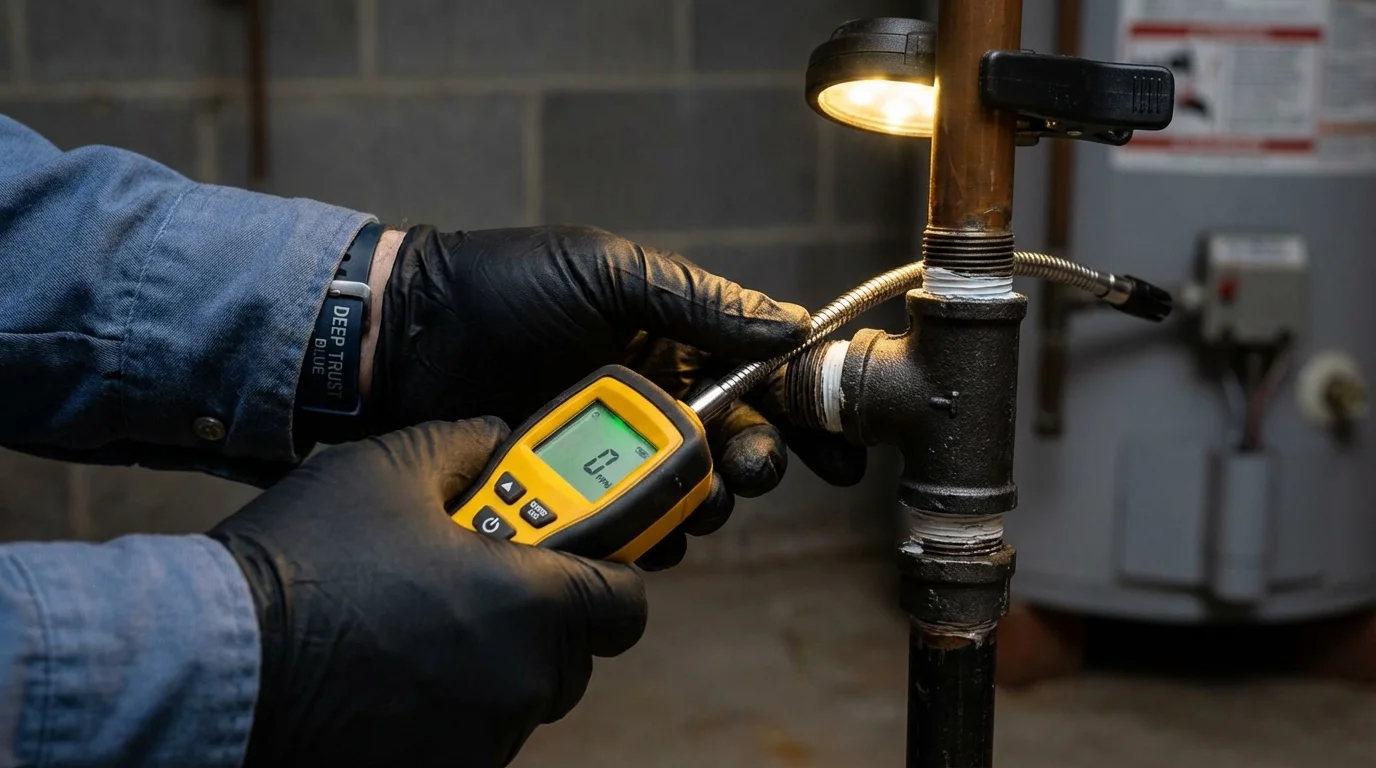 Gas leak detection with electronic sniffer by Johns Plumbing LLC in Levittown